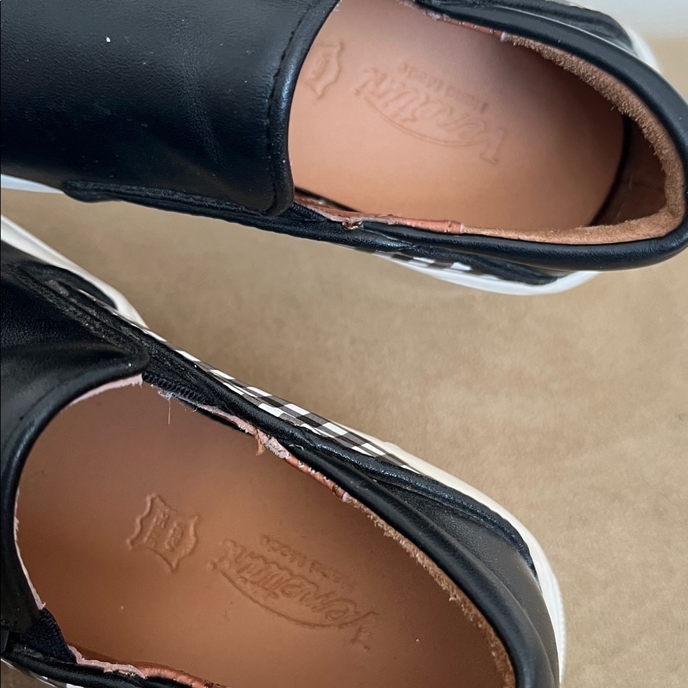 Venettini Black Leather Checkered Slip-Ons Unisex Size 10.5 - Picture 7 of 7